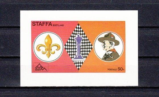 Staffa, Scotland Local. 1976 issue. Scout Jamboree & Chess s/sheet