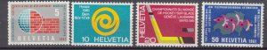 J38697 jlstamps,1961 switzerland set mlh #402-5 designs