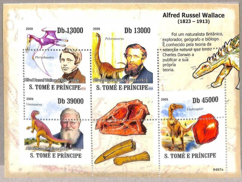 A3339 - SAO TOME & PRINCIPE ERROR MISSPERF 2009 A. Wallace, Prehistory Dinosaurs