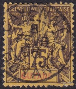 French Guiana 1892 Sc 48 used Cayenne cancel large top thin