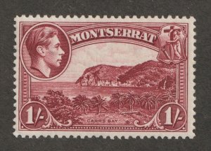 1938 Montserrat Sc# 99a - One Shilling KGVI, Carrs Bay.  MH Cv$11.50