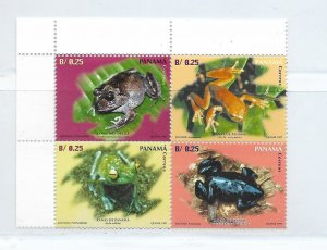 PANAMA 1997 FROGS FAUNA BLOCK OF FOUR DIFFERENT VALUES MNH SC849