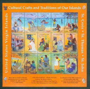 US Virgin Islands 1998.Christmas Sheet Mnh.Cultural Crafts & Tradition. Perforat