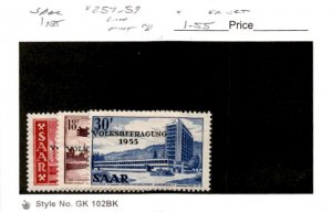 Saar -Germany, Postage Stamp, #257-259 Mint NH, 1955 (AB)