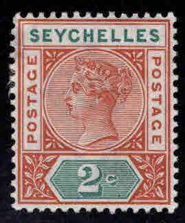 Seychelles Scott 2 MH* perf 14 Victoria 1900