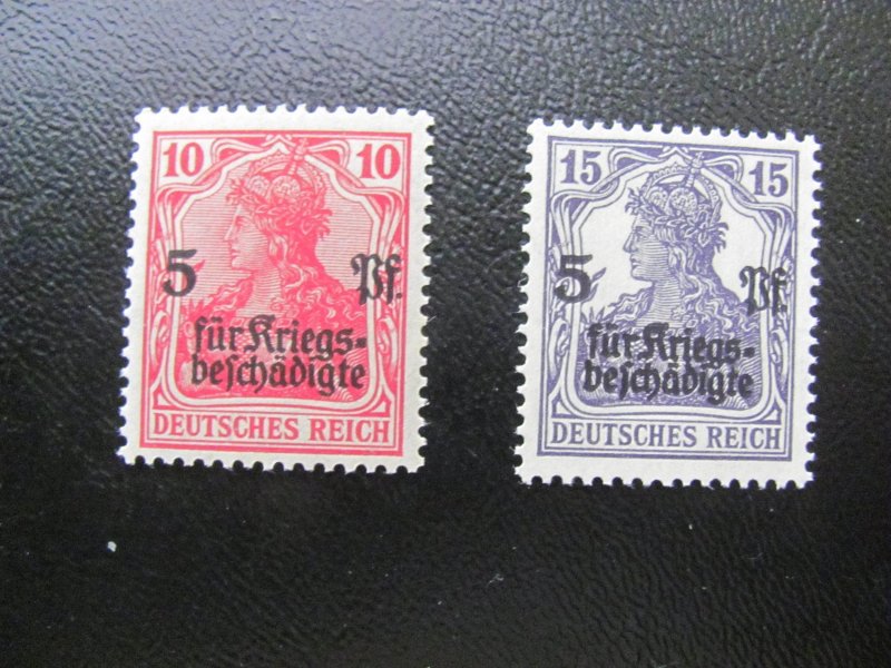 GERMANY 1919 MNH SIGNED BPP  MI.105-6b SC B1-2 OVERPRINTS $60  XF (118)