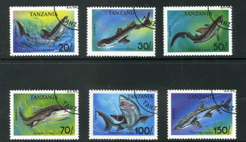 TANZANIA 1136-41 USED SHORT SET SHARKS SCV $4.00 BIN $1.75