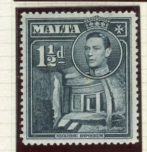 MALTA; 1938 early GVI pictorial issue fine Mint hinged 1.5d. value