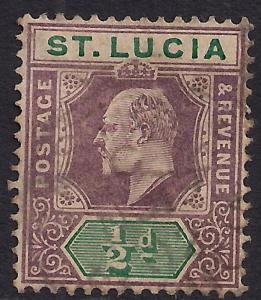 St Lucia 1902 - 03 KEV11  1/2d Dull Purple & Green SG 58 ( L1023 )