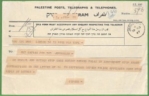 ZA1588 - PALESTINE Israel - POSTAL HISTORY - TELEGRAM  Jerusalem  1947