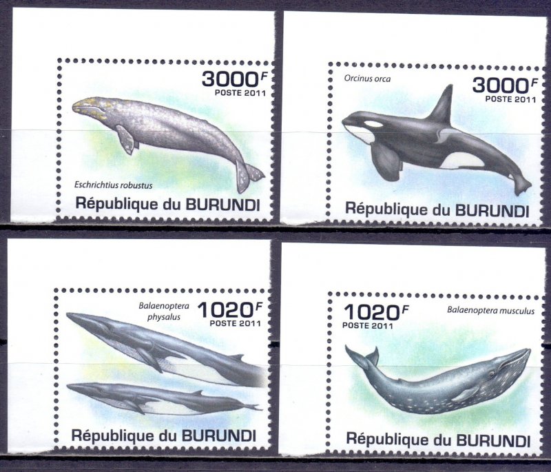 Burundi. 2011. Whales fauna. MNH.