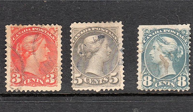 Canada Stamps #41-42-44 Used