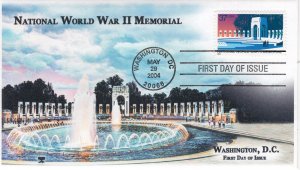 AO-3862-3, 2004, National World War II Memorial, First Day Cover, Standard Postm