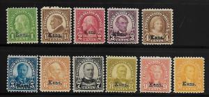 US 658-668 MNH KANSAS OVERPRINTED SET 1929