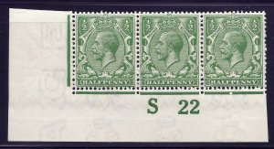N14(11) ½d Bright Yellow Green - deep shade Control S 22 imperf UNMOUNTED MINT