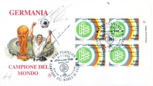 Sport. 1990 Football. FDC with autographs by J. Klinsmann and A. Brehme.