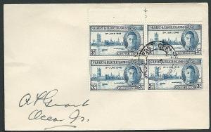 GILBERT & ELLICE 1946 cover Victory 3d block of 4 Ocean Is cds.............41168