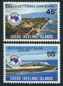 Cocos Isls 119-121,MNH.Michel 123-124,Bl.3.AUSIPEX-1984.Malay settlement,Airport