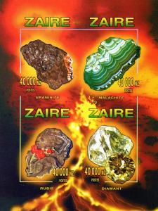 Zaire 1996 Halley's Comet/Minerals 2Shlt(8)+SS Imperf MNH VF