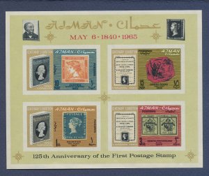 AJMAN - Michel BL.4 - MNH S/S - stamp-on-stamp - 1965