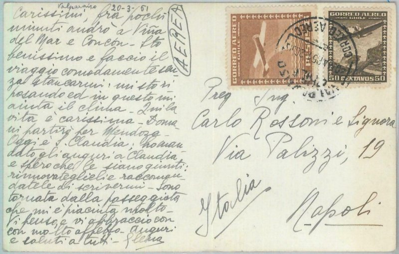 81550 - CHILE - POSTAL HISTORY -   POSTCARD  to ITALY  1951