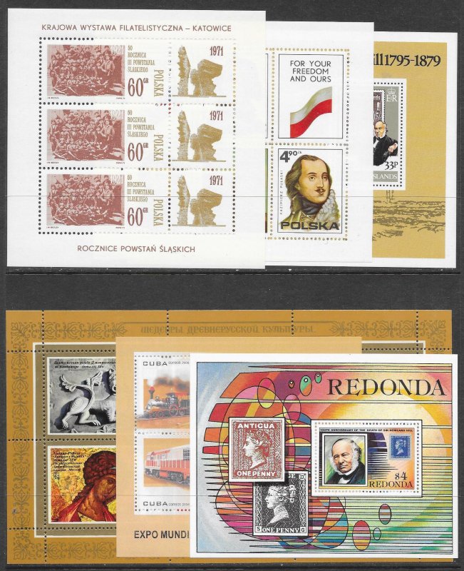 WORLDWIDE (157) Souvenir Sheets Mostly MNH Very Few CTO or Litely Hinged