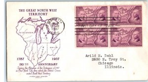 1937 Ordinance of 1787 150th Anniversary 3c purple Sc 795-1 Grimsland cachet