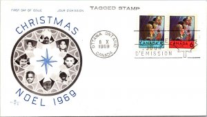 Canada 1969 FDC - Christmas Noel (Blue) / Tagged Stamp  - Ottawa, Ont - J8900