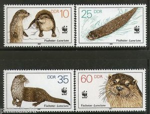 Germany East 1987 Otters Marine Life Sc 2618-21 Animal Fauna WWF MNH # 2874