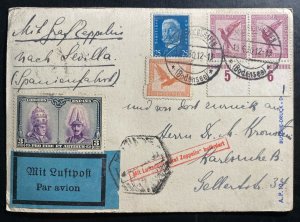 1929 Germany Graf Zeppelin LZ127 Postcard Cover To Sevilla Spain Pro Fide Stamp