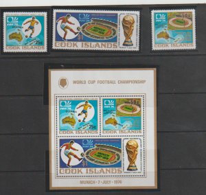 Cook Islands Scott #403-405a  NH set-Sports-World Cup Soccer-1974 with mount