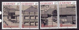 Guernsey-Sc#348-51- id5-unused NH set-Europa-Modern Architecture-1987-