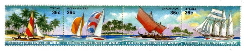 COCOS ISLAND 158 MH STRIP OF 4 SCV $6.50 BIN $3.00