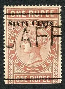 Ceylon Telegraph SGT73 60c on 1r red-brown Type 68