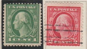 U.S. Scott #405-406 Washington Stamps - Used Set of 2