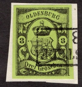 1859, Oldenburg 3gr, Used Forgery, Sc 8