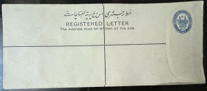 Hyderabad Registered Letter of 3Anna + 1Anna 4 pies long size envelop