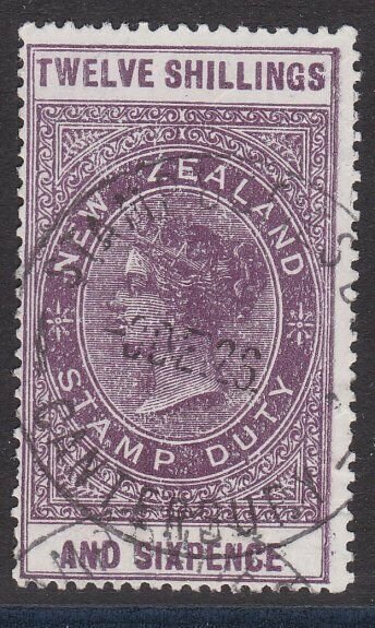 NEW ZEALAND 1880 LONG TYPE STAMP DUTY 12/6d used............................J254