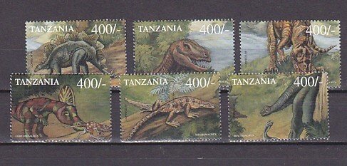 Tanzania, Scott cat. 1986 a-f. Dinosaurs issue. ^