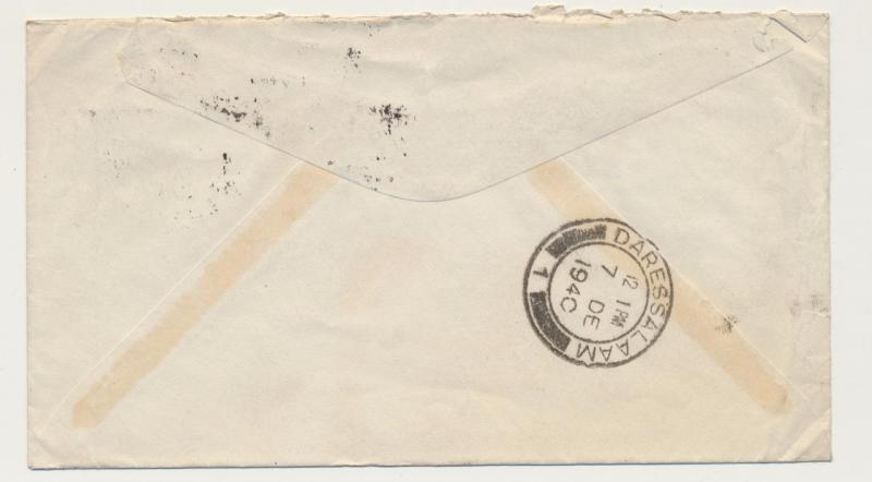 KUT -KINYANGIRI TO USA 1940 CENSOR COVER, 30c RATE(SEE BELOW)