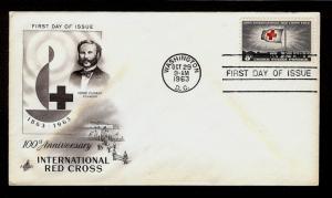 FIRST DAY COVER #1239 Red Cross 100th Anniversary 5c ARTCRAFT FDC U/A 1963