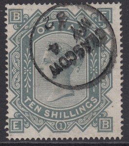 SG 128 10/- greenish-grey. Very fine used with a Glasgow, May 4th 1882 CDS...