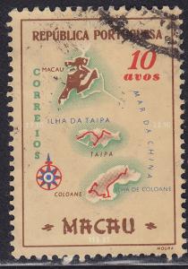 Macao 386 USED 1956 Macao Colony Map