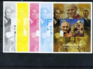 Chad 2008 Pope John Paul II & Gandhi Barack Obama (4) Color proofs+original