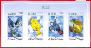 A3275- SAO TOME & PRINCIPE, ERROR IMPERF Miniature sheet: 2014 Fish, Marine Life