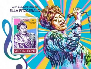 Sierra Leone - 2017 Ella Fitzgerald - Stamp Souvenir Sheet SRL171007b