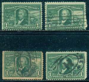 SCOTT # 323, LOUISIANA PURCHASE, USED, 4 STAMPS, GREAT PRICE!