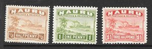 NAURU Scott #17, 18a, 19a Mint short set Freighter  2017 CV $5.85