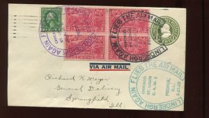 FEB 21 1928 CAM 2  LINDBERGH AIRMAIL COVER ST LOUIS MO to SPRINGFIELD ILLINOIS