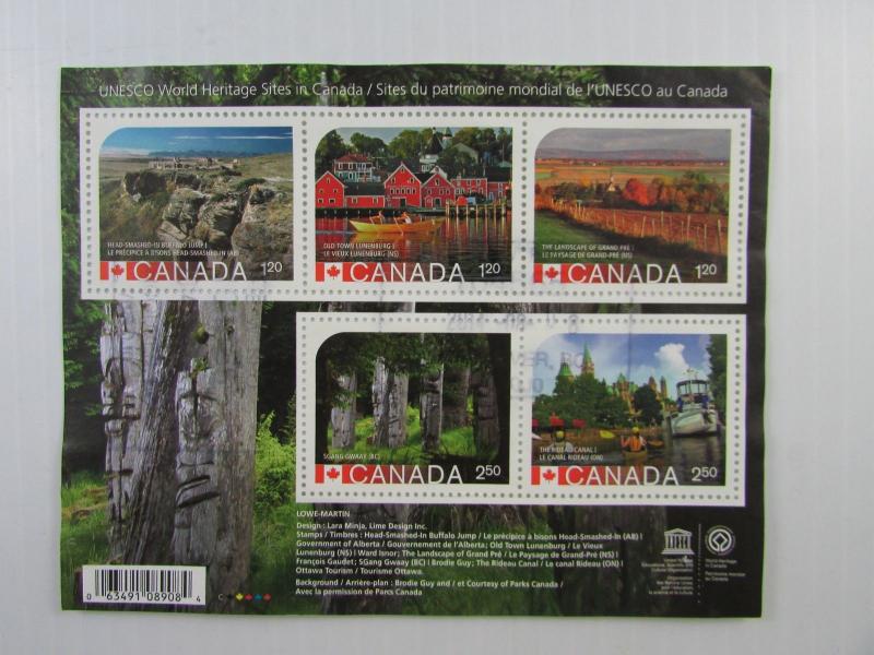 2014 Canada SC #2739 UNESCO WORLD HERITAGE SERIES Used souvenir sheet